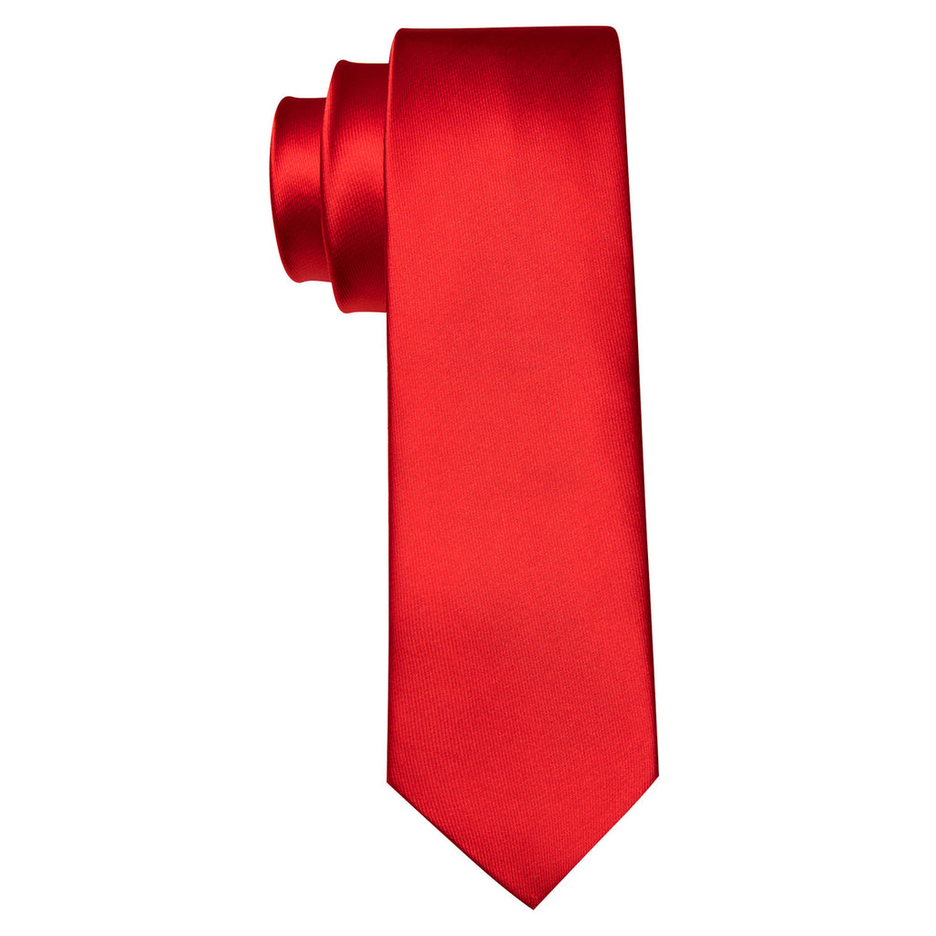 Red Solid Silk Children Silk Tie Set - GentCrest - View 5