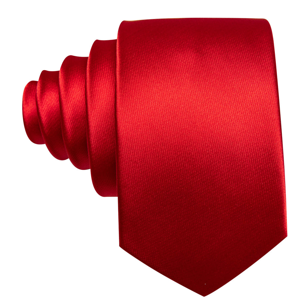Red Solid Silk Children Silk Tie Set - GentCrest - View 6