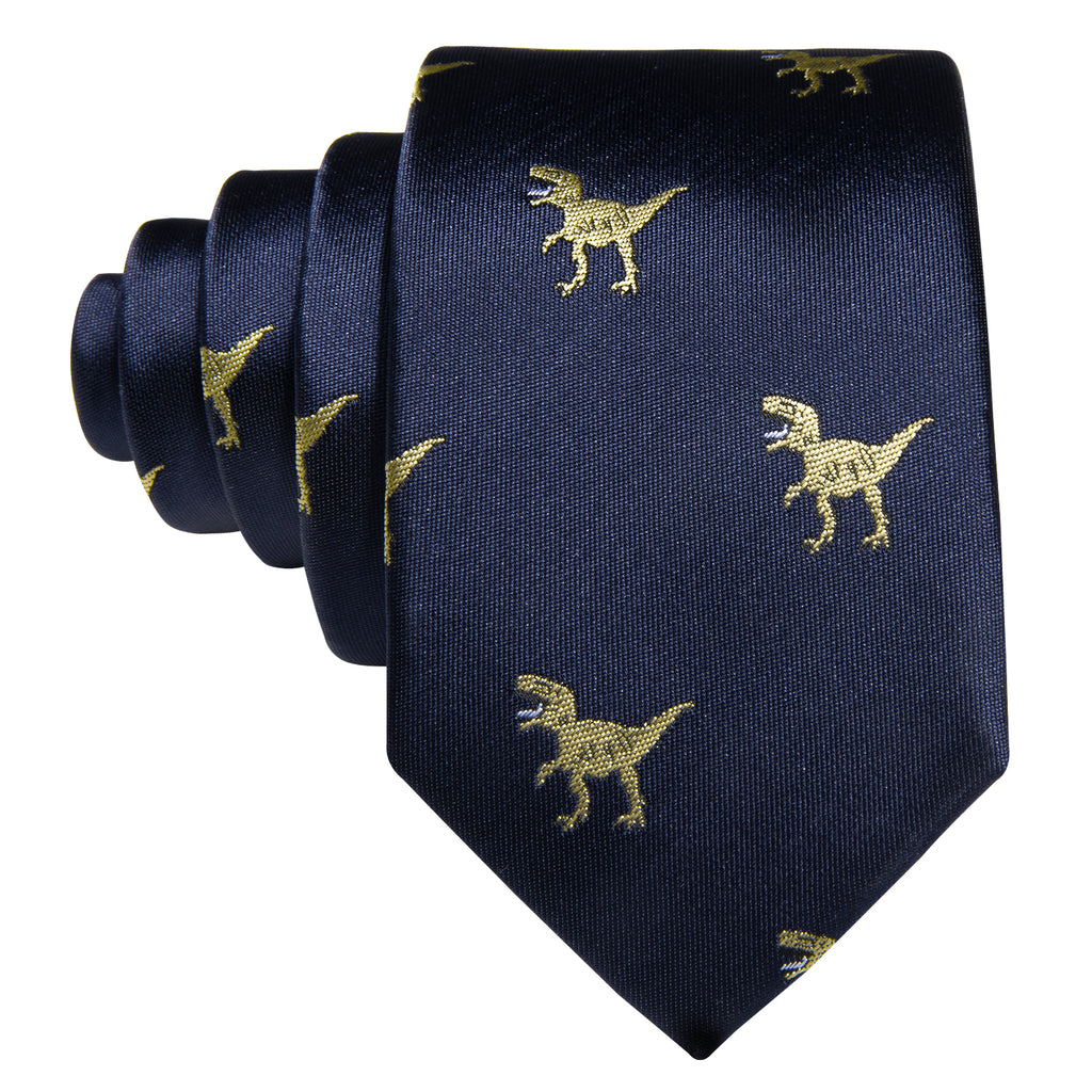 Blue Dinosaur Silk Kid's Silk Tie Set - GentCrest - View 5