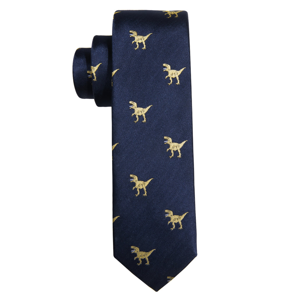 Blue Dinosaur Silk Kid's Silk Tie Set - GentCrest - View 3