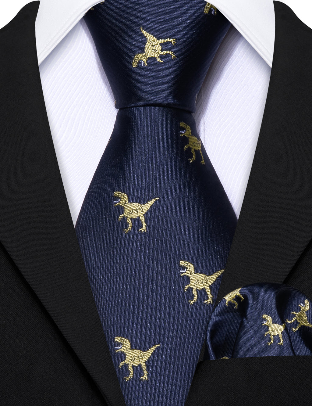 Blue Dinosaur Silk Kid's Silk Tie Set - GentCrest - View 2
