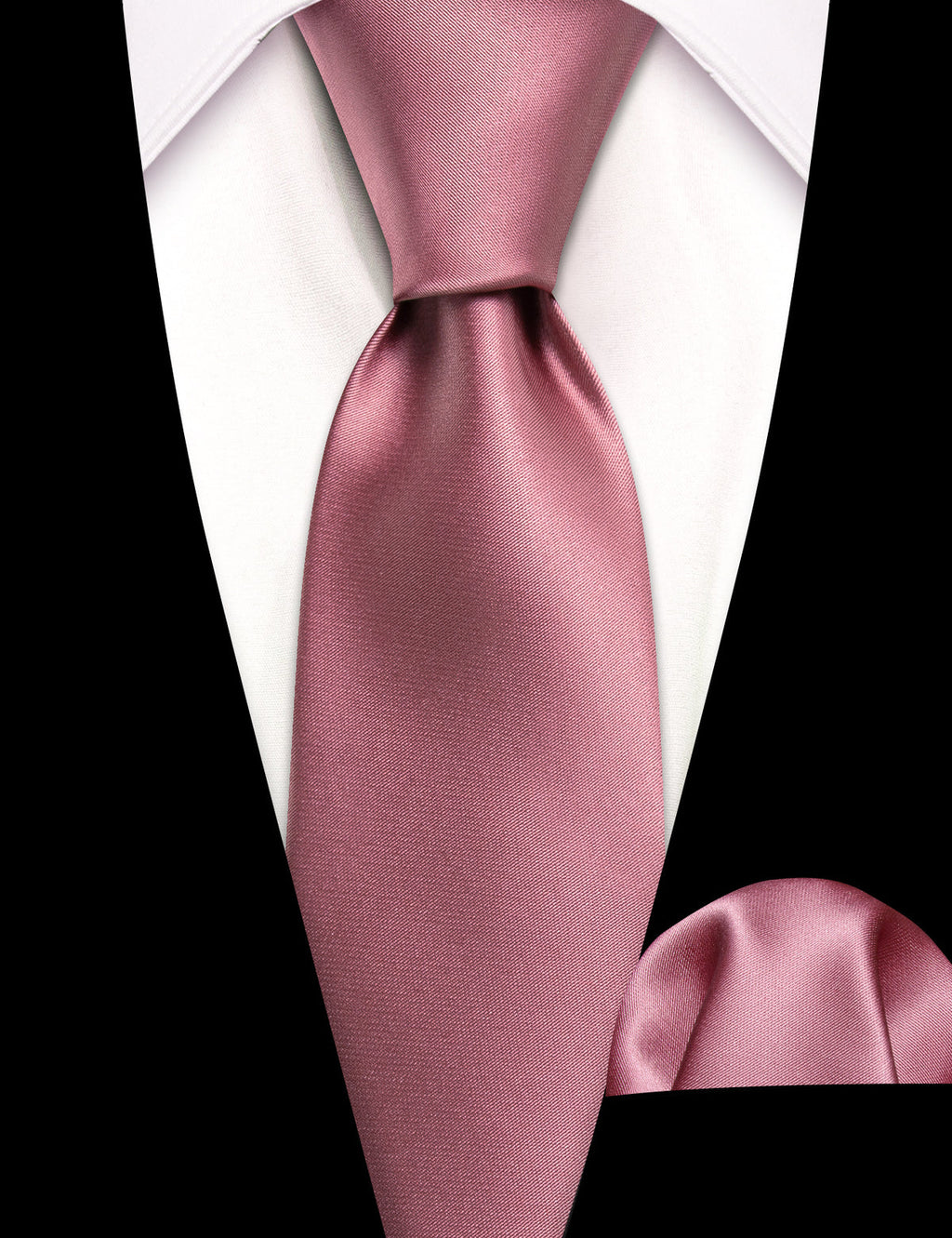 Pale Violet Red Solid Silk Tie Set - GentCrest - View 2
