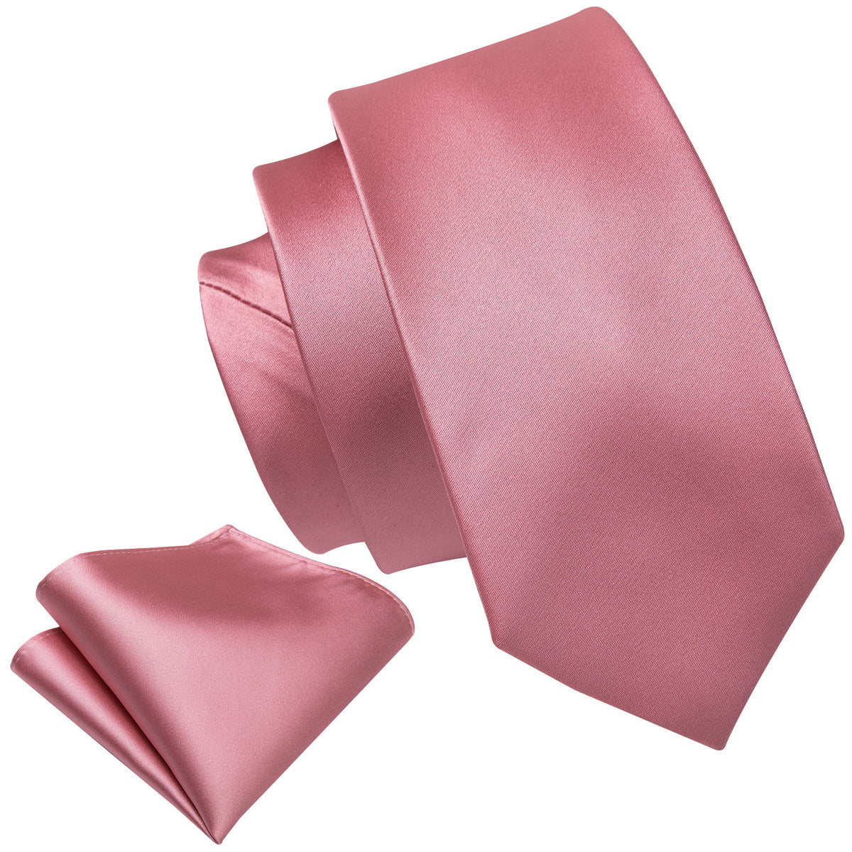 Pale Violet Red Solid Silk Tie Set - GentCrest - View 4