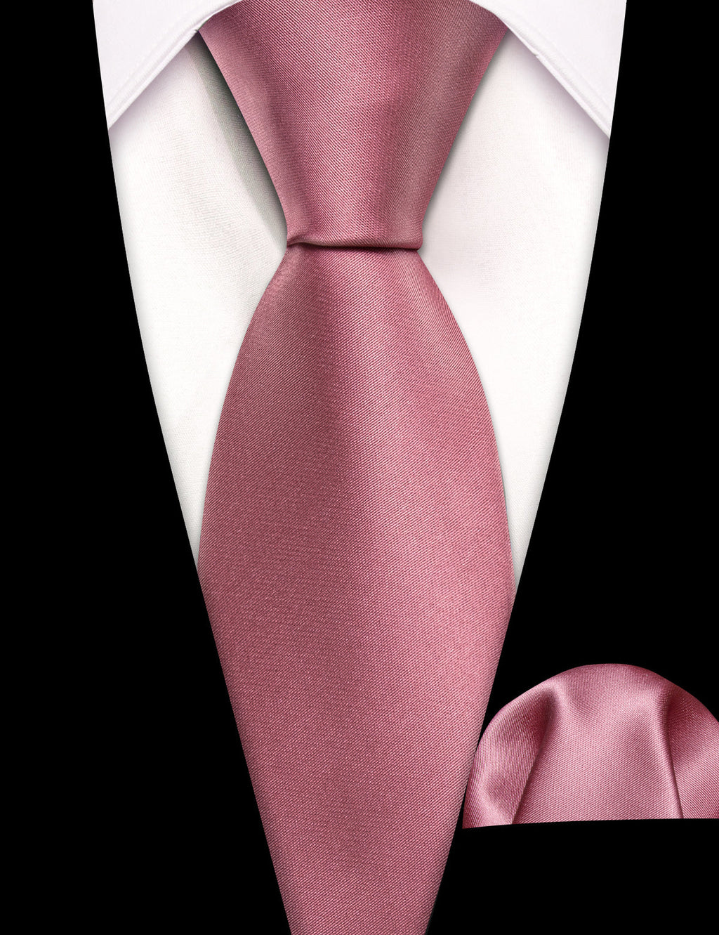 Pale Violet Red Solid Silk Tie Set - GentCrest - View 3