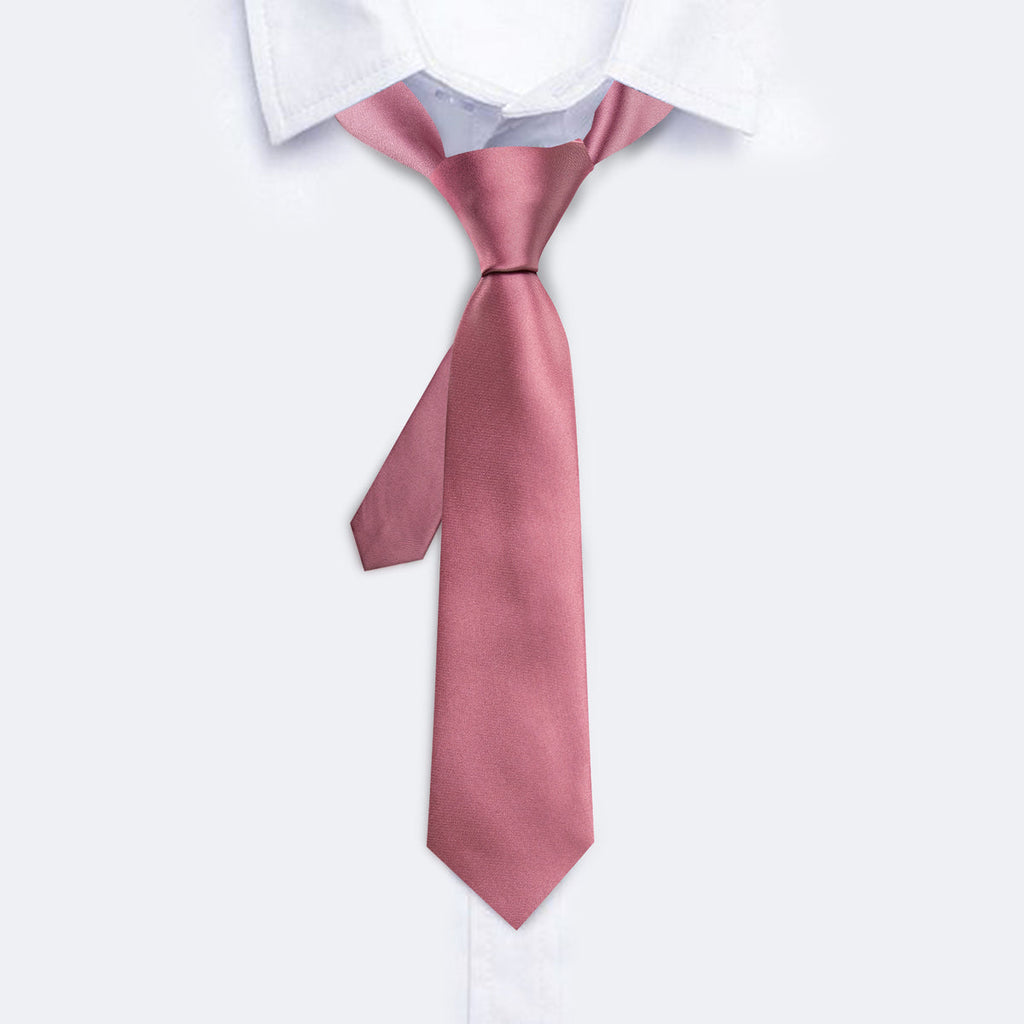 Pale Violet Red Solid Silk Tie Set - GentCrest