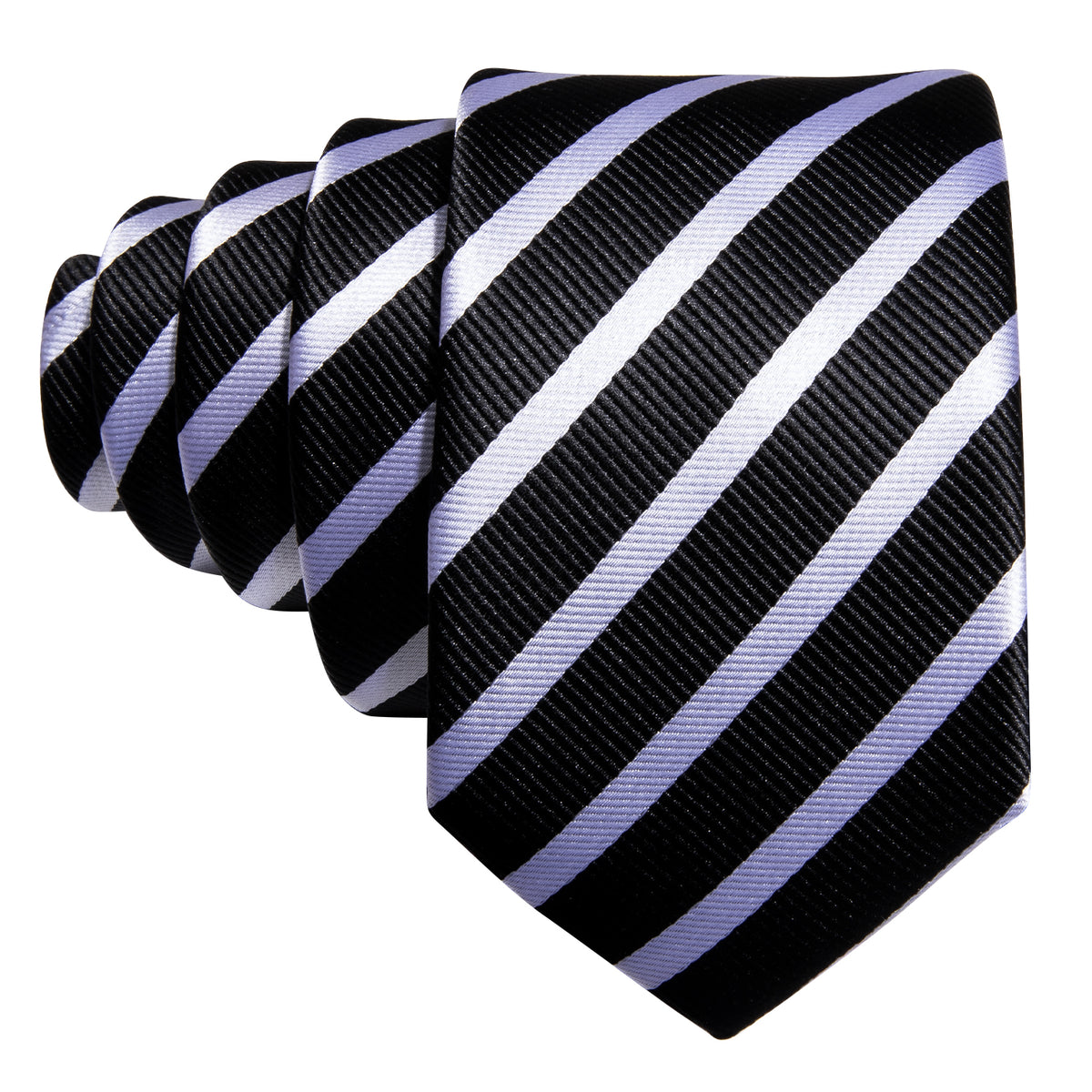 Black White Striped Children Silk Tie Set - GentCrest - View 4