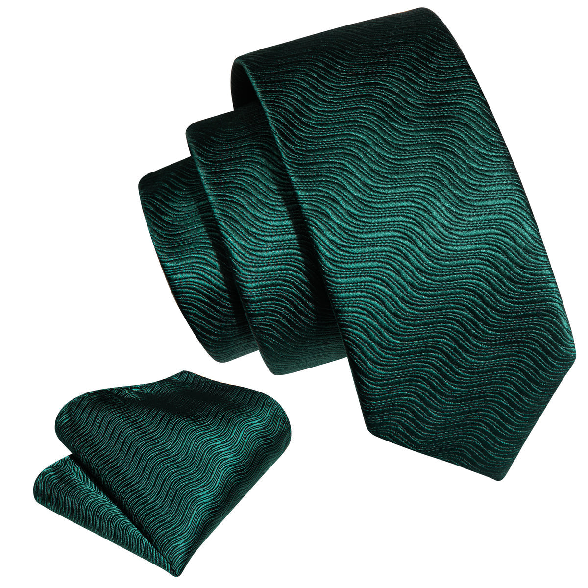 Green Solid Children Silk Tie Set - GentCrest - View 3