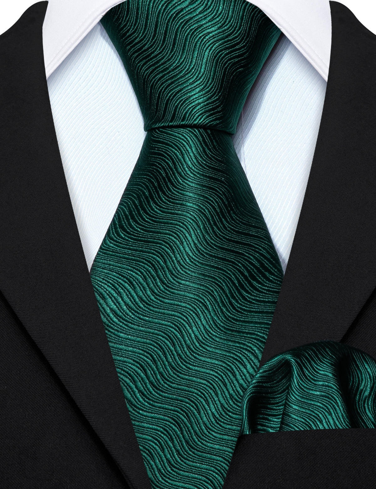 Green Solid Children Silk Tie Set - GentCrest - View 2