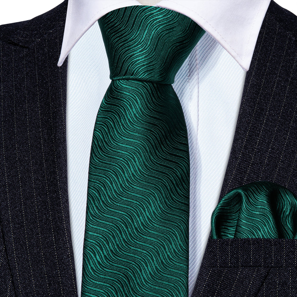 Green Solid Children Silk Tie Set - GentCrest