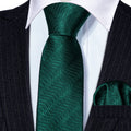 Green Solid Children Silk Tie Set - GentCrest