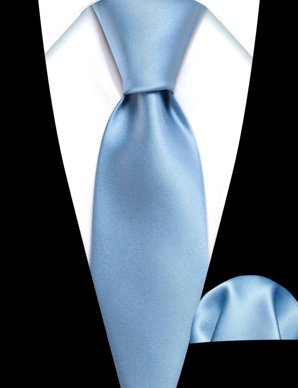 Sky Blue Solid Silk Tie Set - GentCrest - View 2