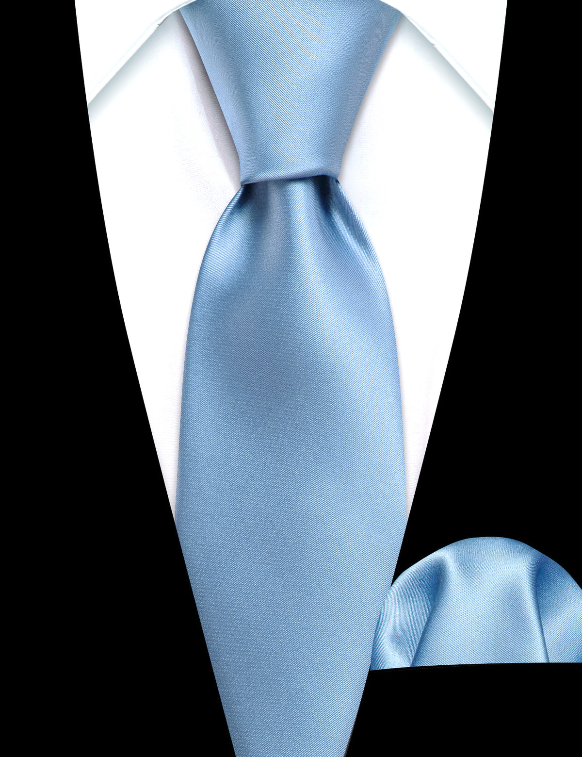 Sky Blue Solid Silk Tie Set - GentCrest - View 2