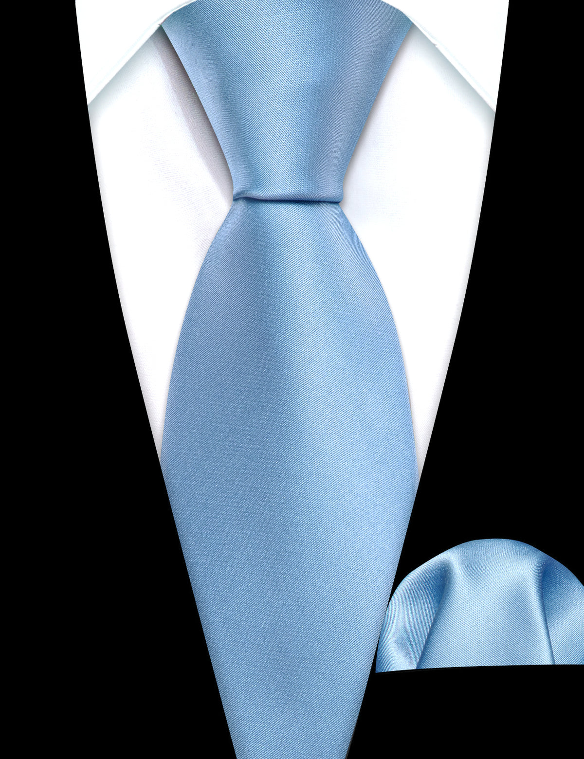 Sky Blue Solid Silk Tie Set - GentCrest - View 3