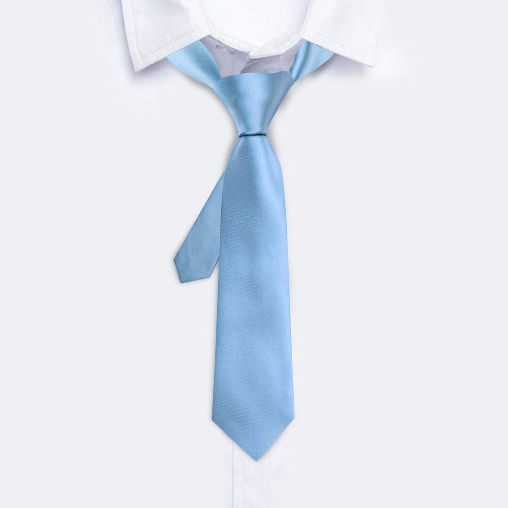 Sky Blue Solid Silk Tie Set - GentCrest