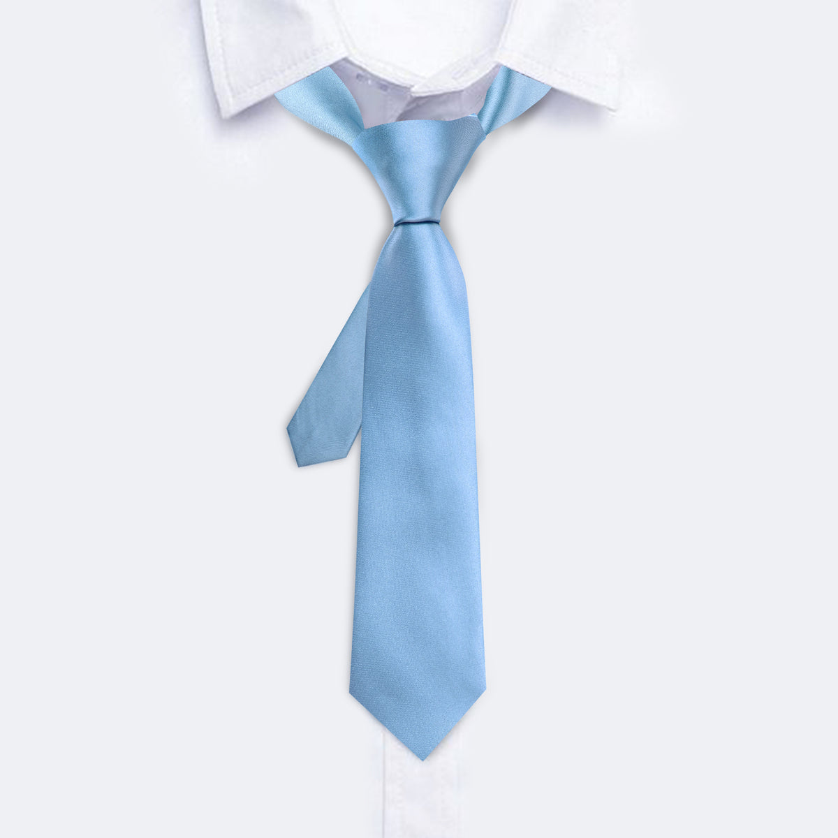 Sky Blue Solid Silk Tie Set - GentCrest