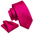 Rose Red Solid Silk Tie Set - GentCrest