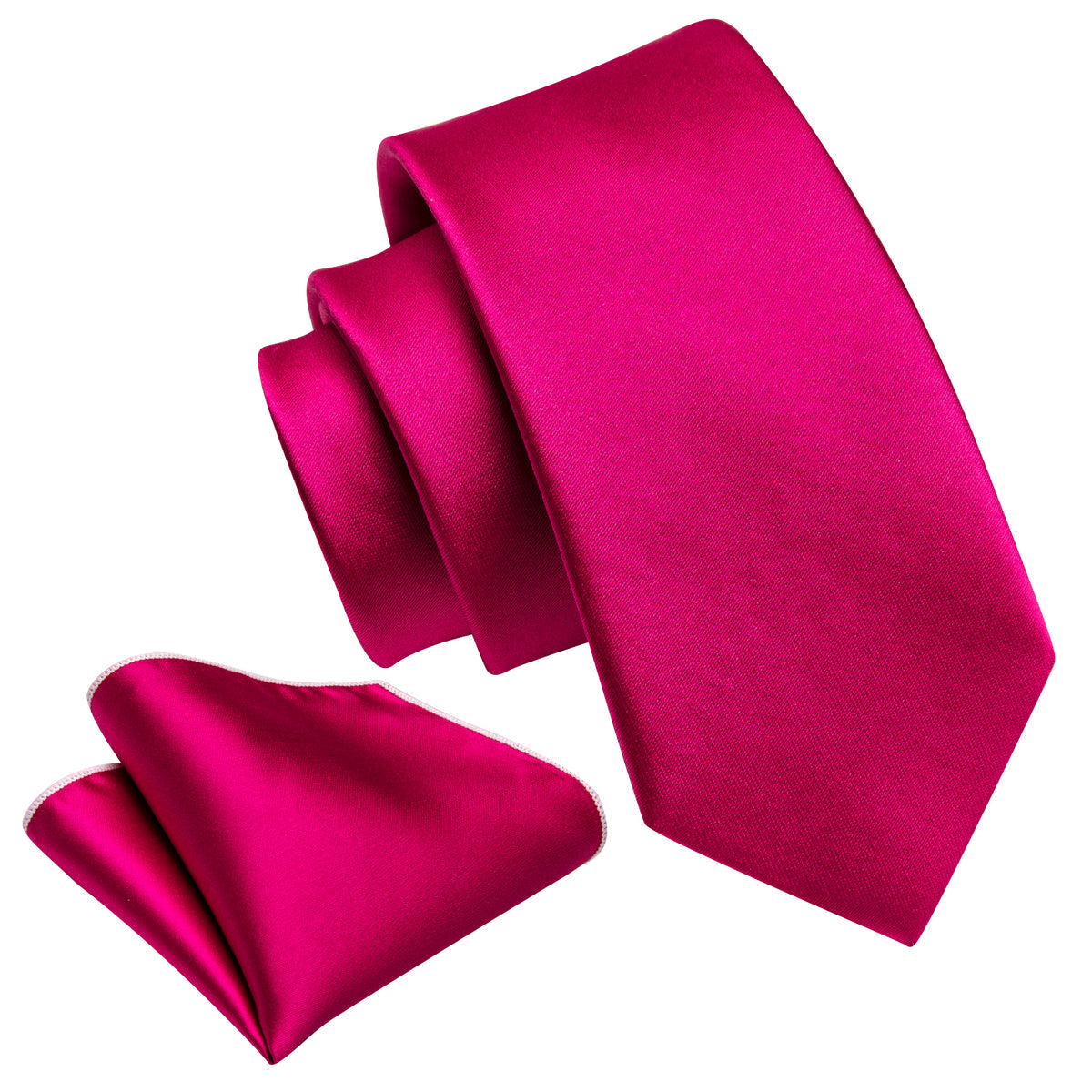 Rose Red Solid Silk Tie Set - GentCrest