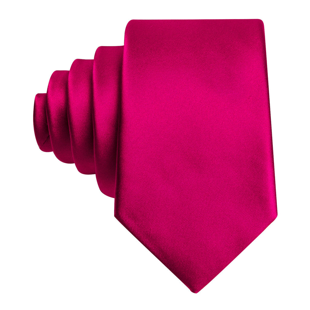 Rose Red Solid Silk Tie Set - GentCrest - View 3