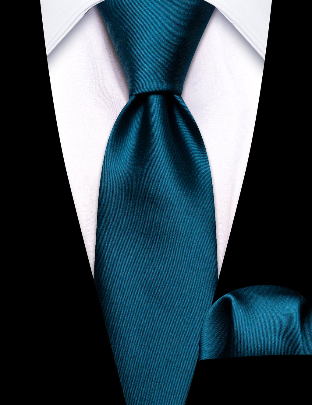 Oriental Blue Solid Silk Tie Set - GentCrest - View 2