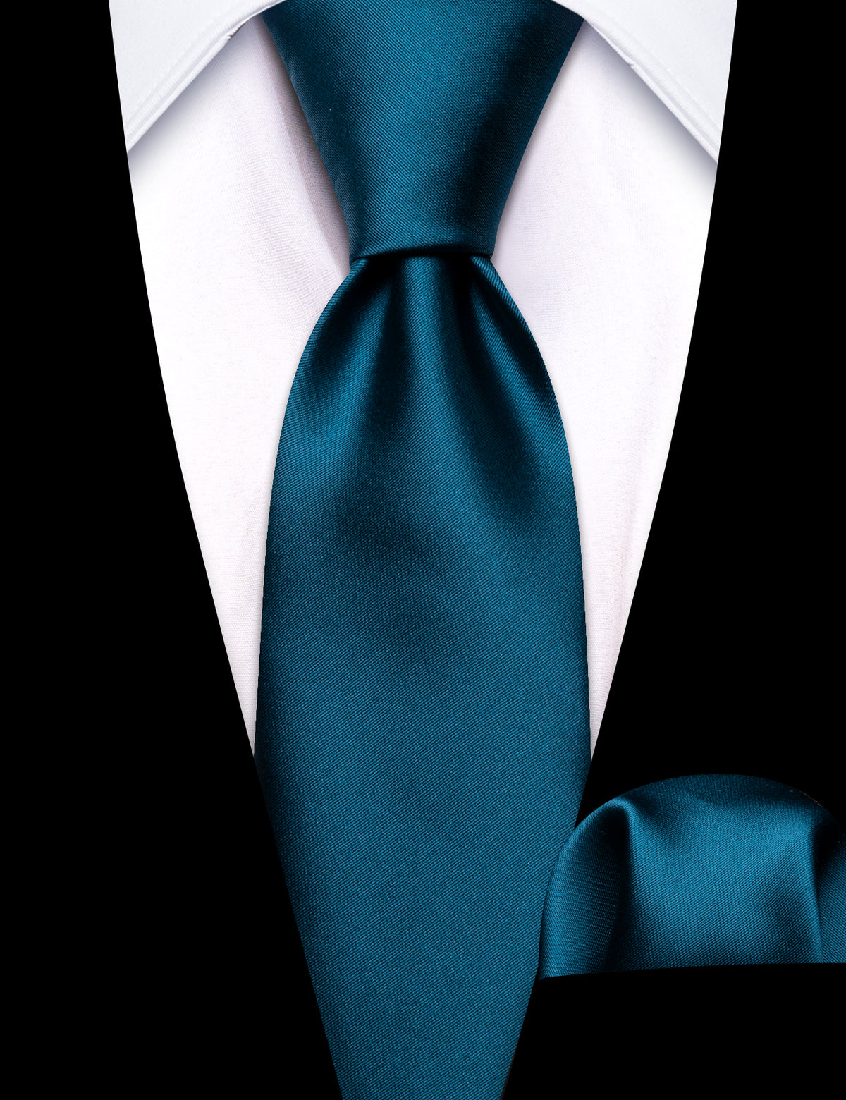 Oriental Blue Solid Silk Tie Set - GentCrest - View 2