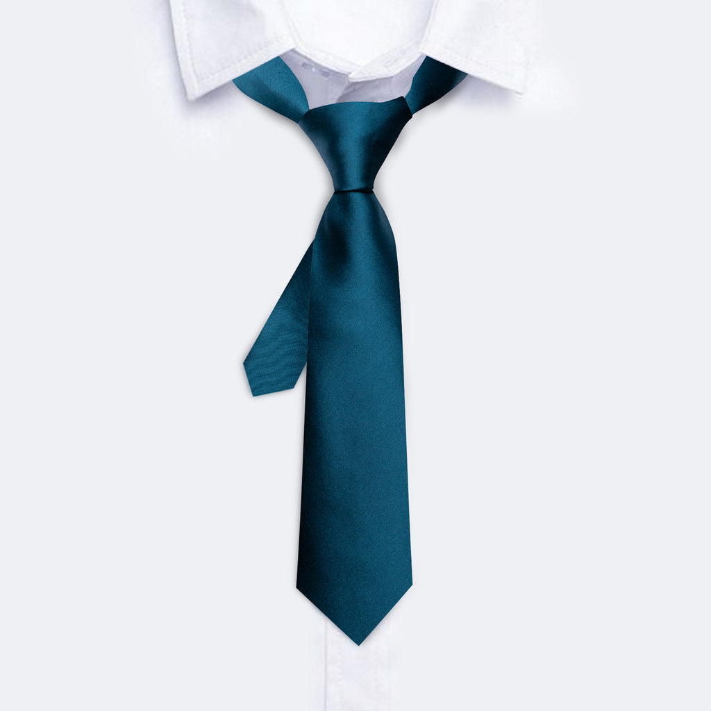 Oriental Blue Solid Silk Tie Set - GentCrest