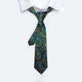 Teal Blue Orange Paisley Silk Kids Silk Tie Set - GentCrest