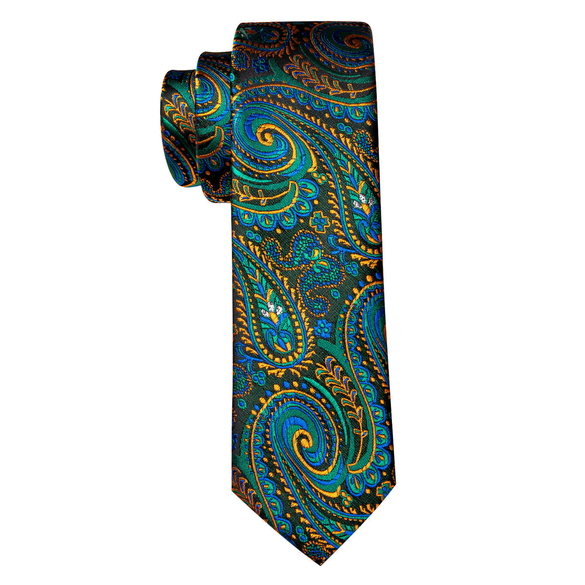 Teal Blue Orange Paisley Silk Kids Silk Tie Set - GentCrest - View 5