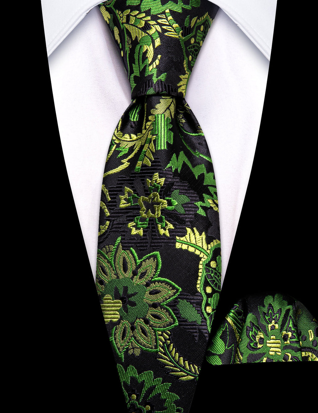 Green Yellow Paisley Silk Tie Set - GentCrest - View 2