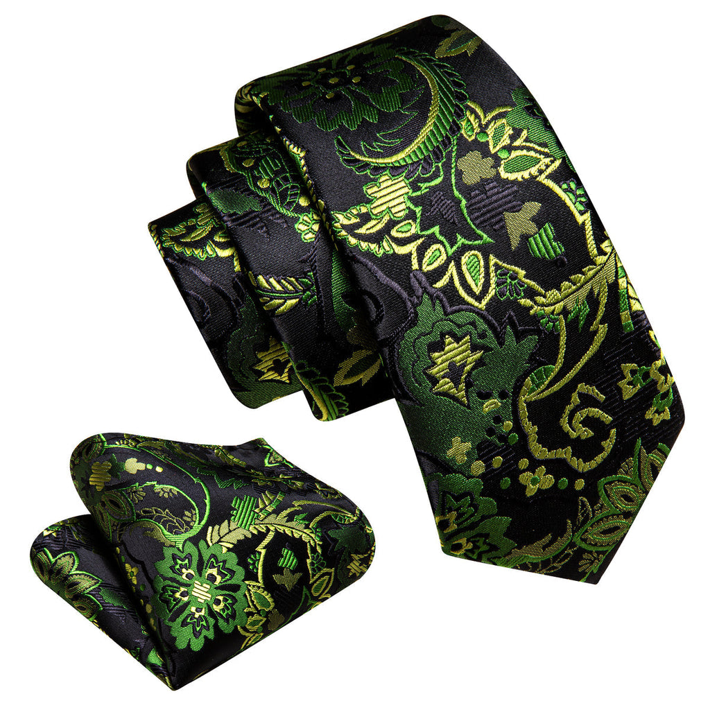 Green Yellow Paisley Silk Tie Set - GentCrest - View 4