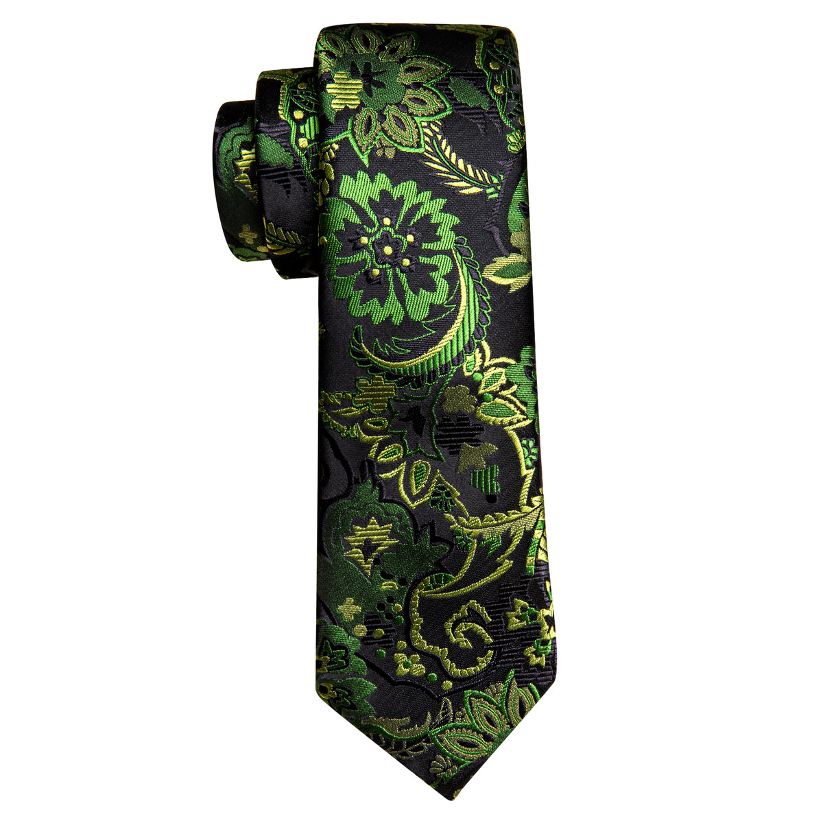 Green Yellow Paisley Silk Tie Set - GentCrest - View 5