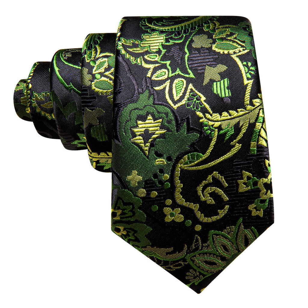 Green Yellow Paisley Silk Tie Set - GentCrest - View 6