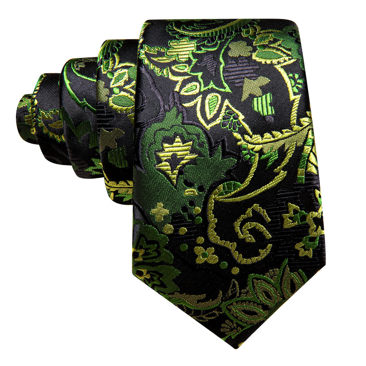 Green Yellow Paisley Silk Tie Set - GentCrest - View 6