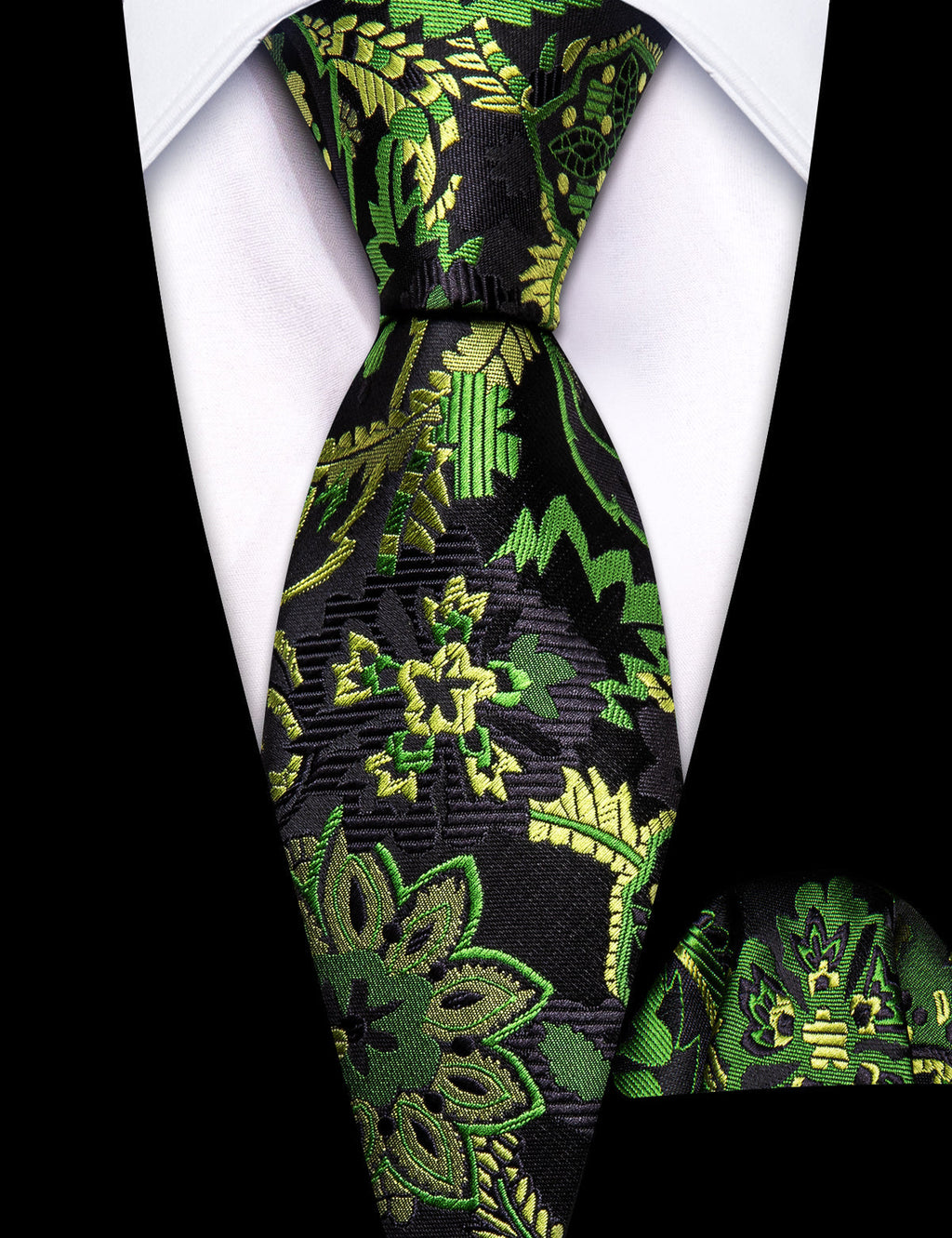 Green Yellow Paisley Silk Tie Set - GentCrest - View 3