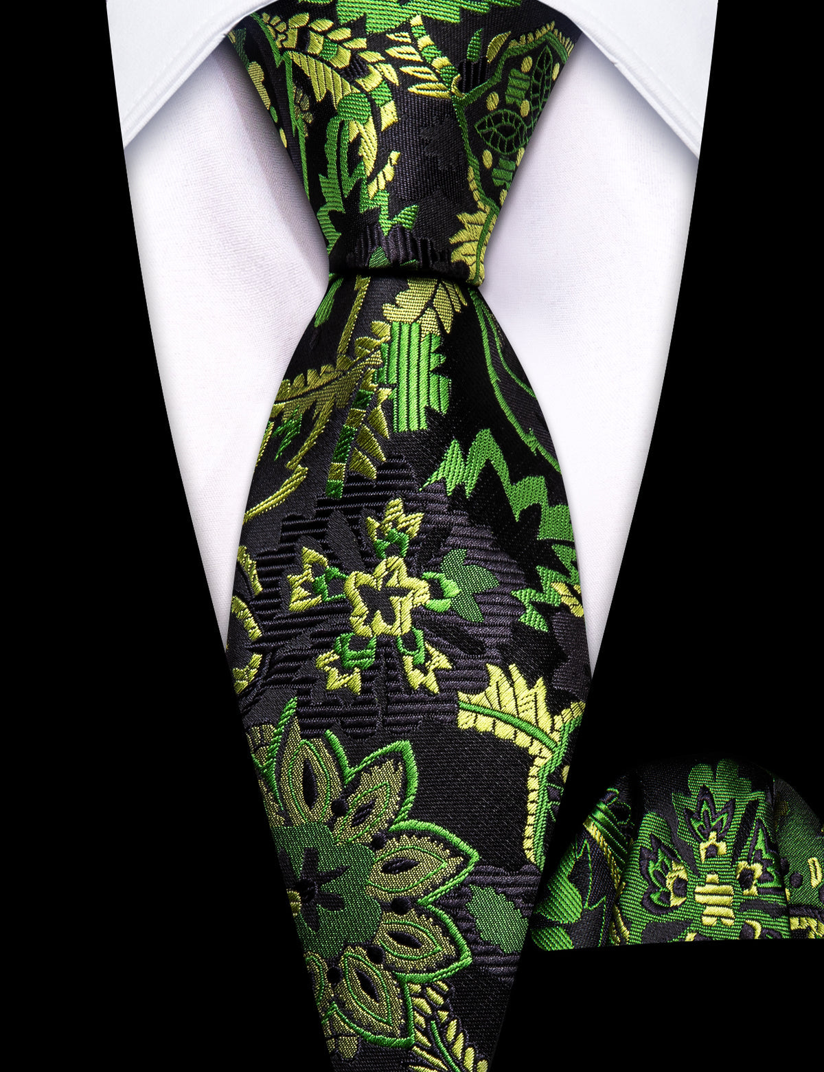 Green Yellow Paisley Silk Tie Set - GentCrest - View 3