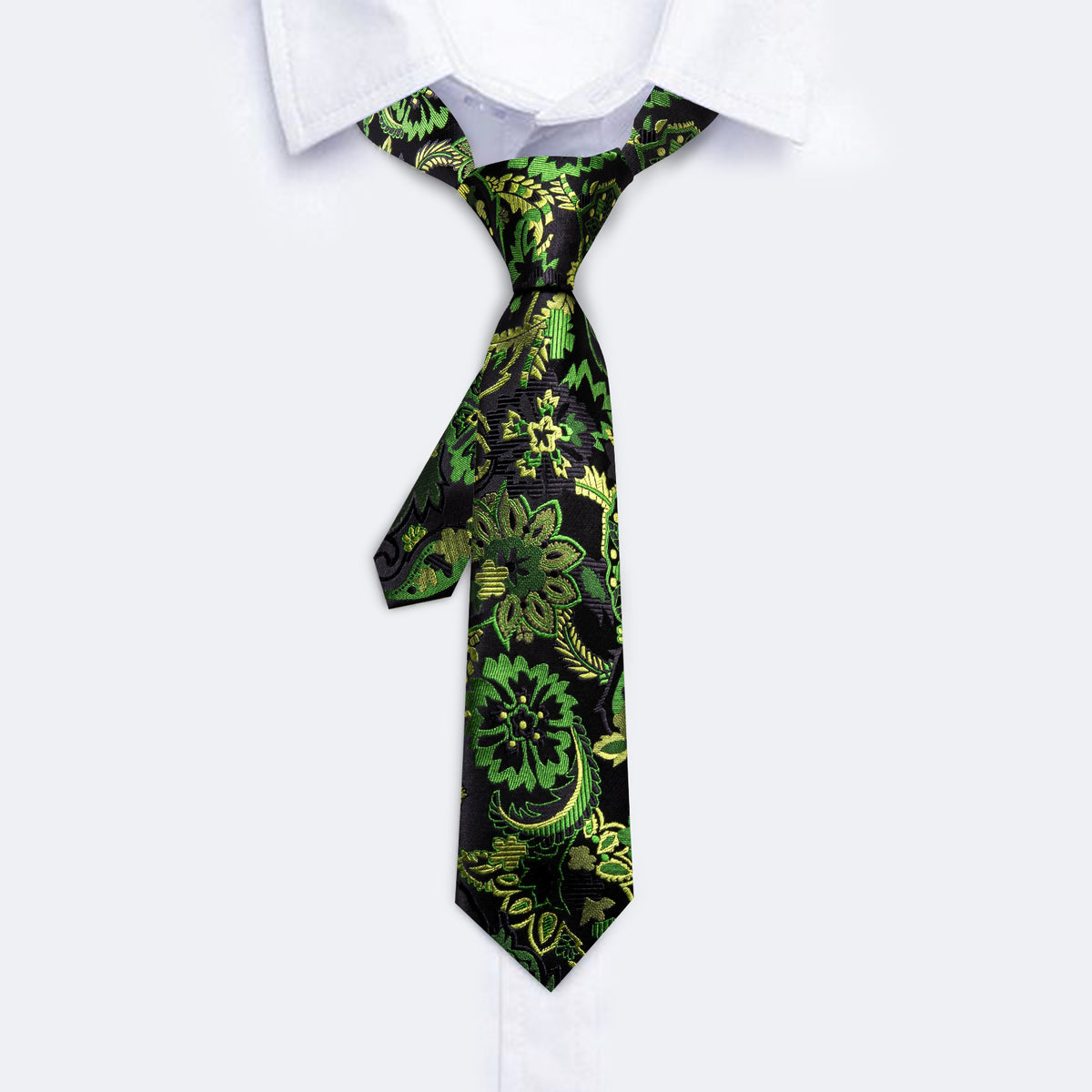 Green Yellow Paisley Silk Tie Set - GentCrest