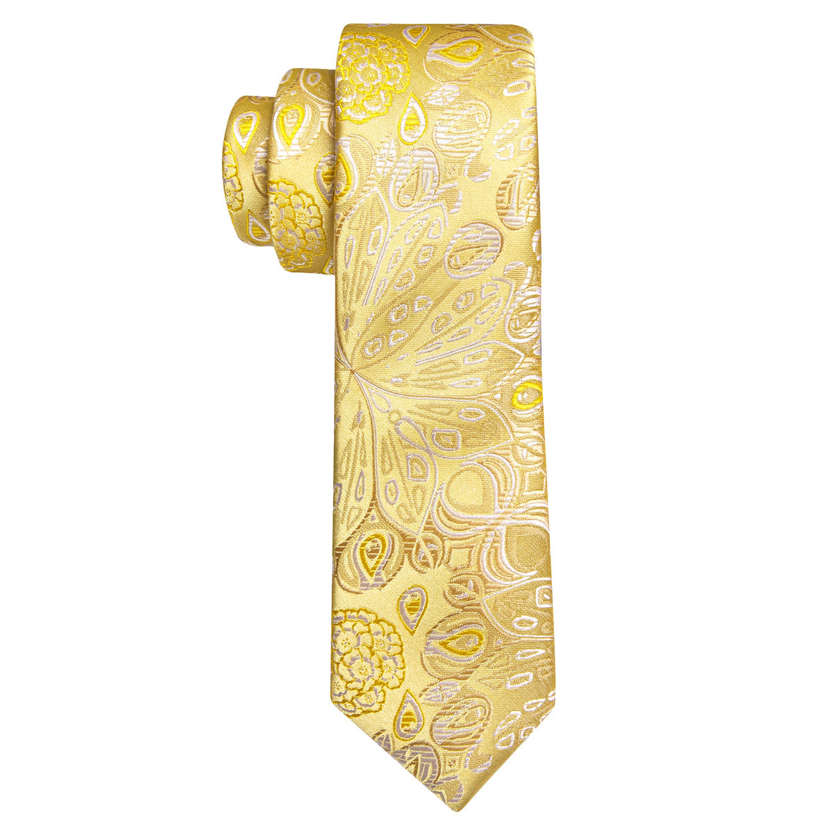 Gold White Paisley Silk Tie Set - GentCrest - View 4