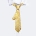 Gold White Paisley Silk Tie Set - GentCrest