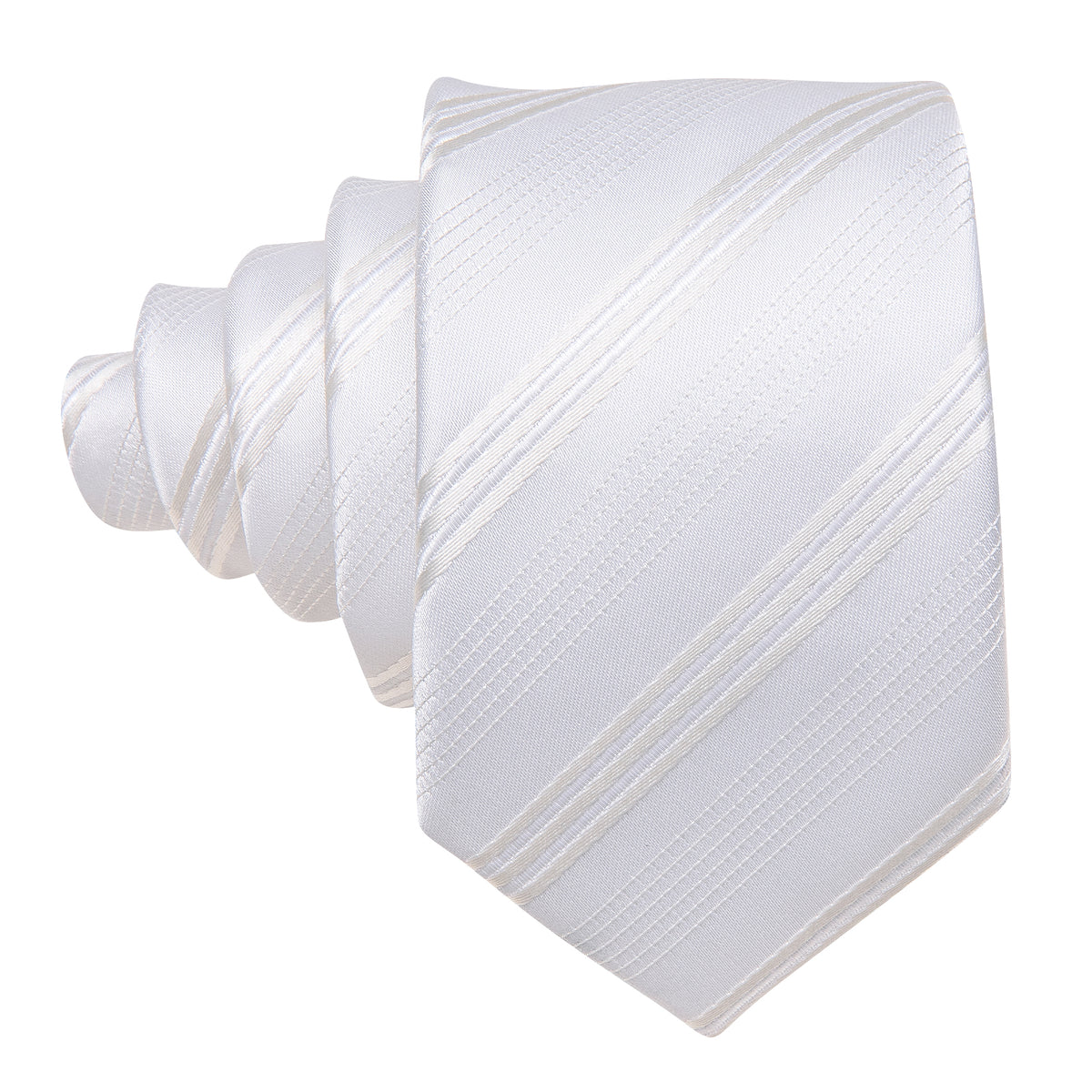 White Striped Children Silk Tie Set - GentCrest - View 4