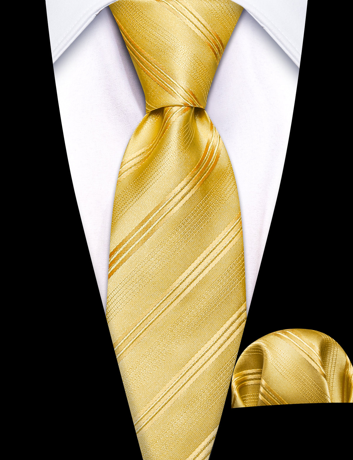 Gold Striped Children Silk Tie Set - GentCrest - View 2