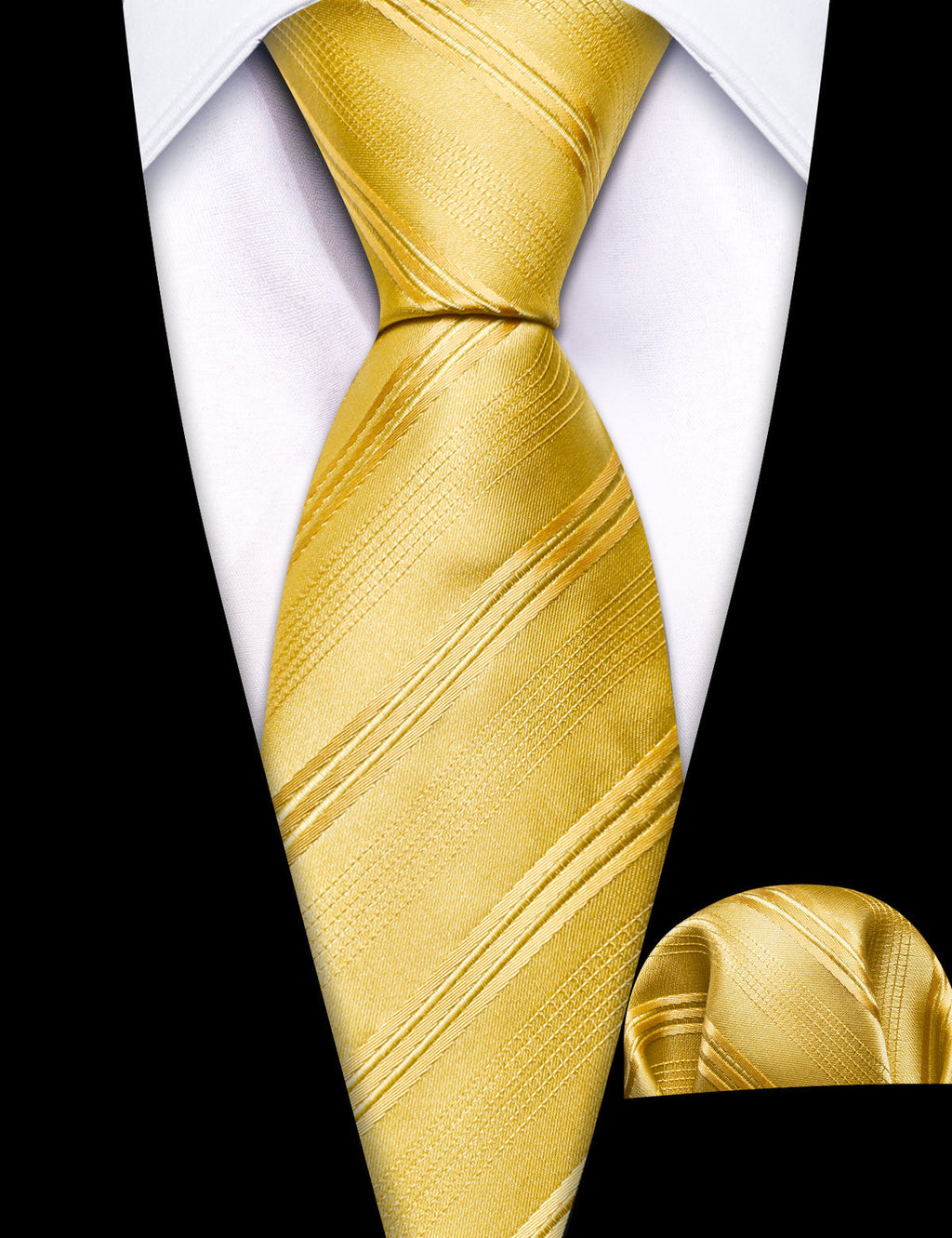 Gold Striped Children Silk Tie Set - GentCrest - View 3