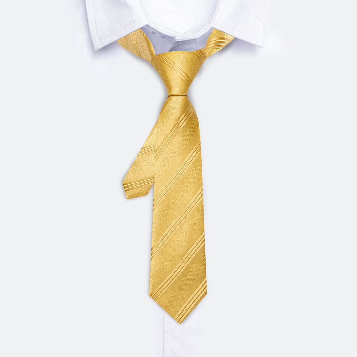 Gold Striped Children Silk Tie Set - GentCrest