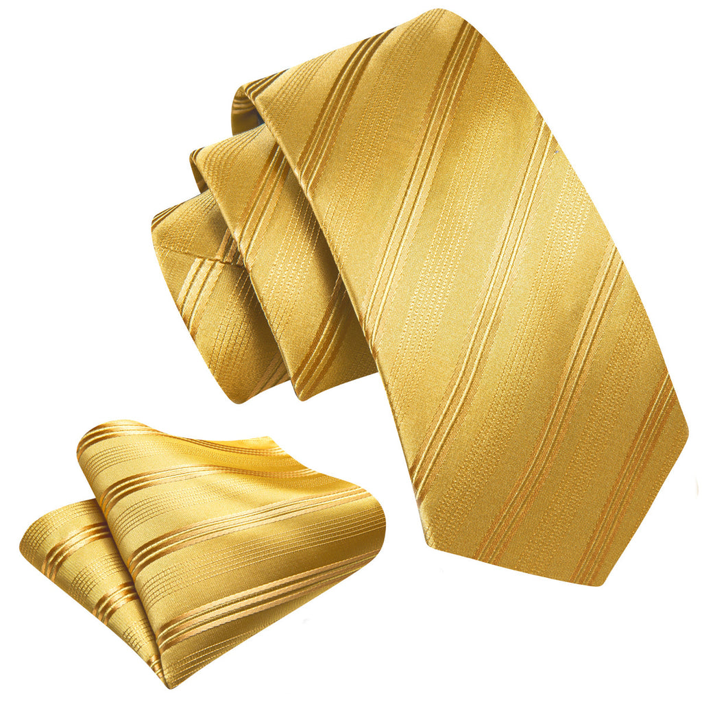 Gold Striped Children Silk Tie Set - GentCrest - View 4