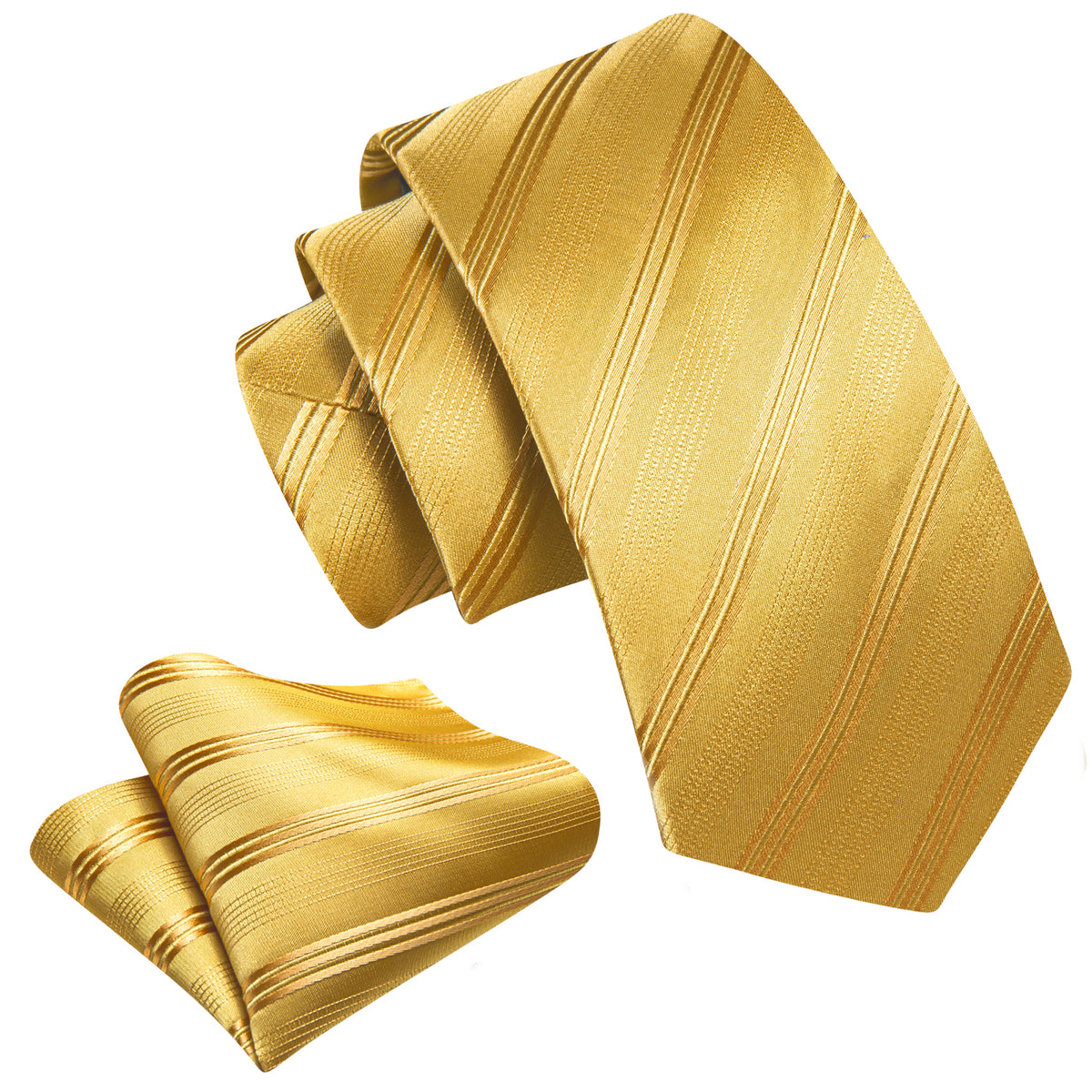 Gold Striped Children Silk Tie Set - GentCrest - View 4