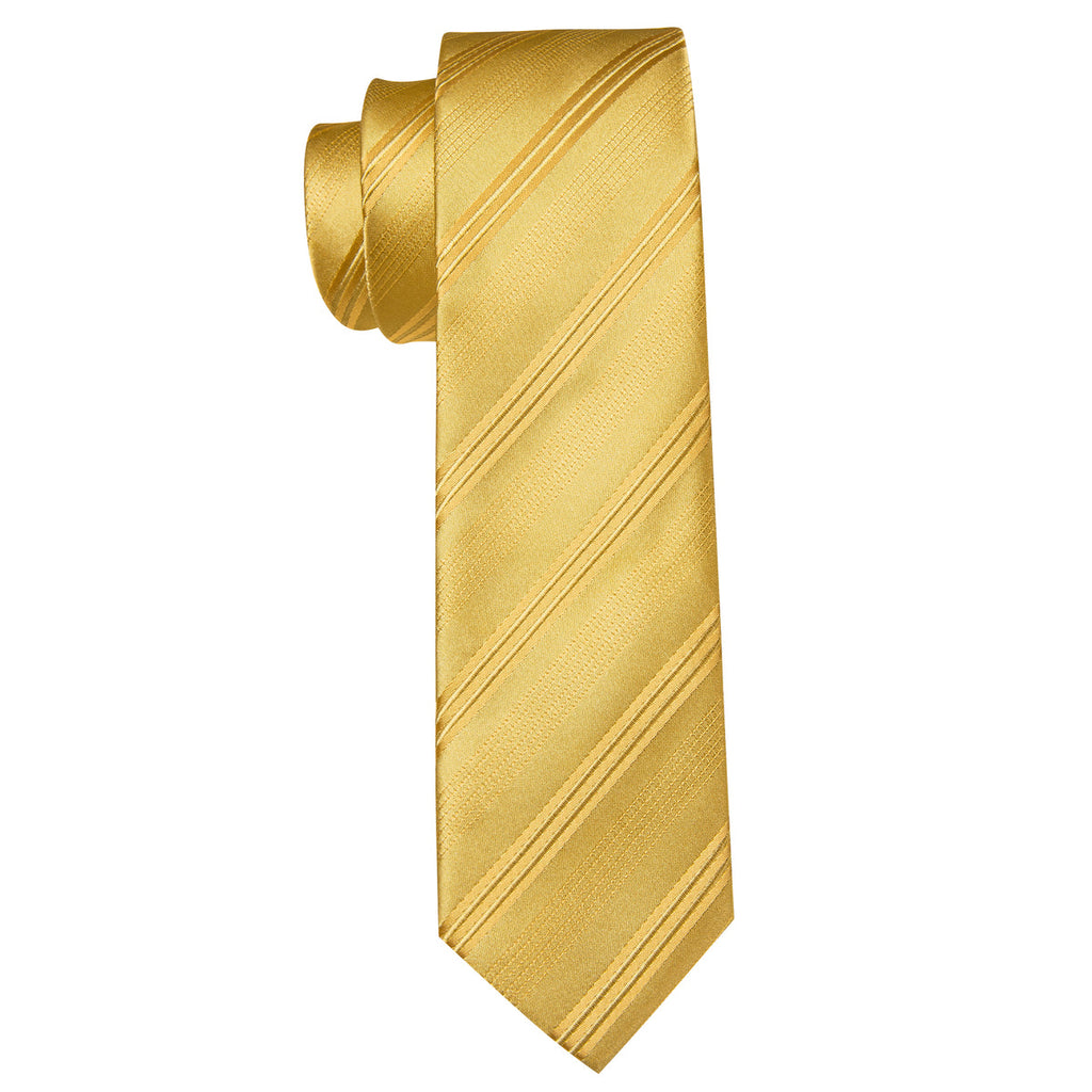 Gold Striped Children Silk Tie Set - GentCrest - View 5