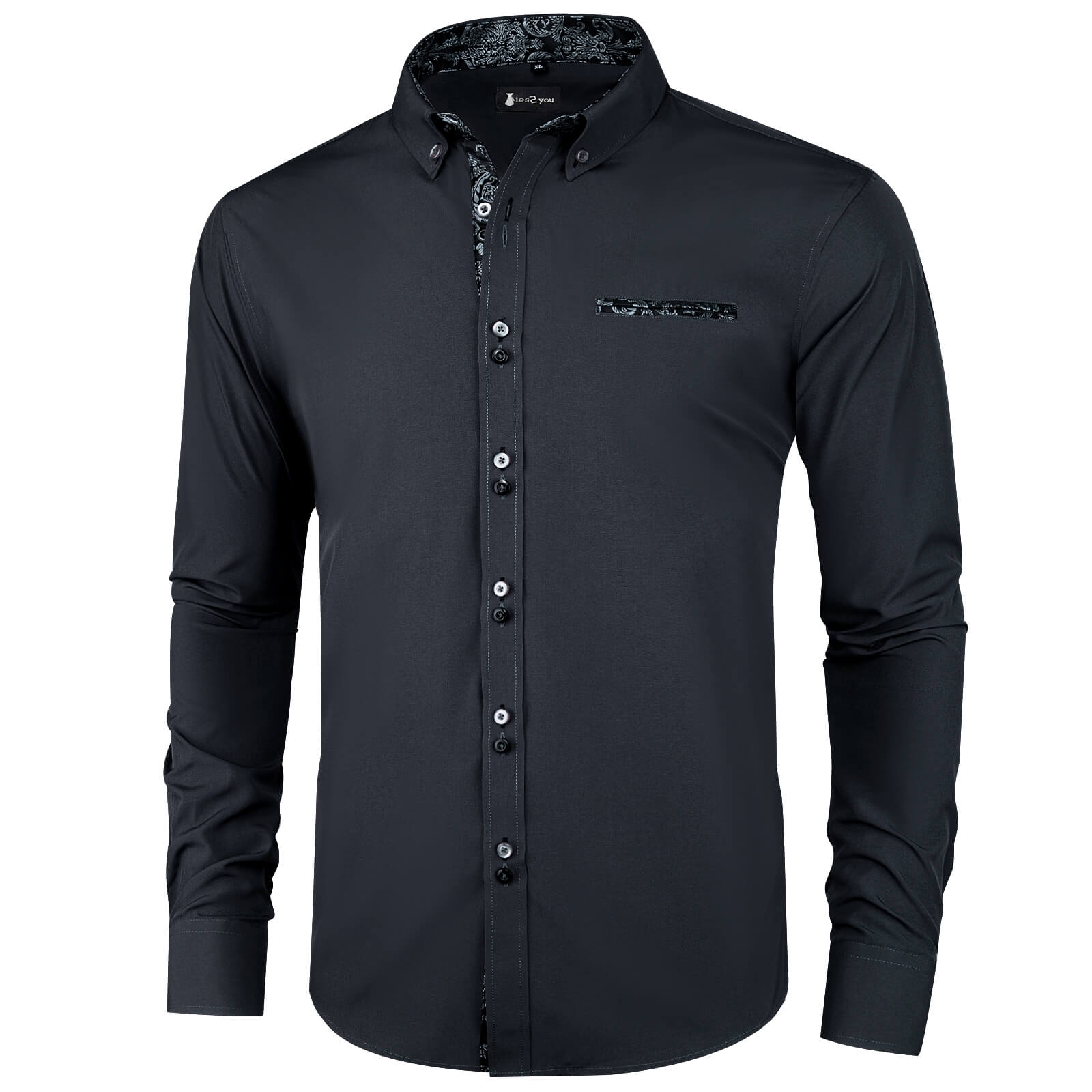 GentCrest Grey Solid Shirt - Image 2