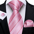 GentCrest Pink Striped Tie Hanky Cufflinks Set - Image 1
