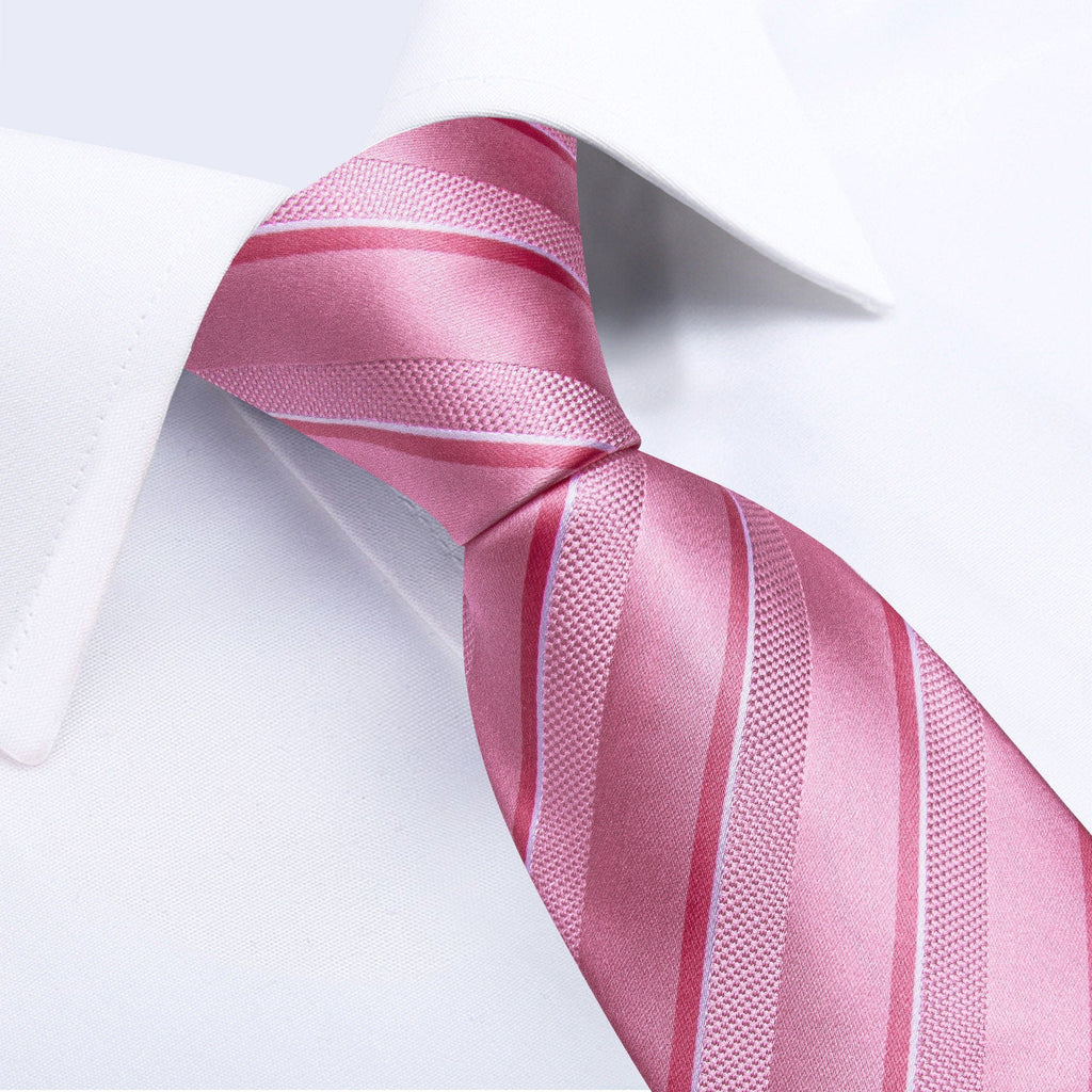 GentCrest Pink Striped Tie Hanky Cufflinks Set - Image 3