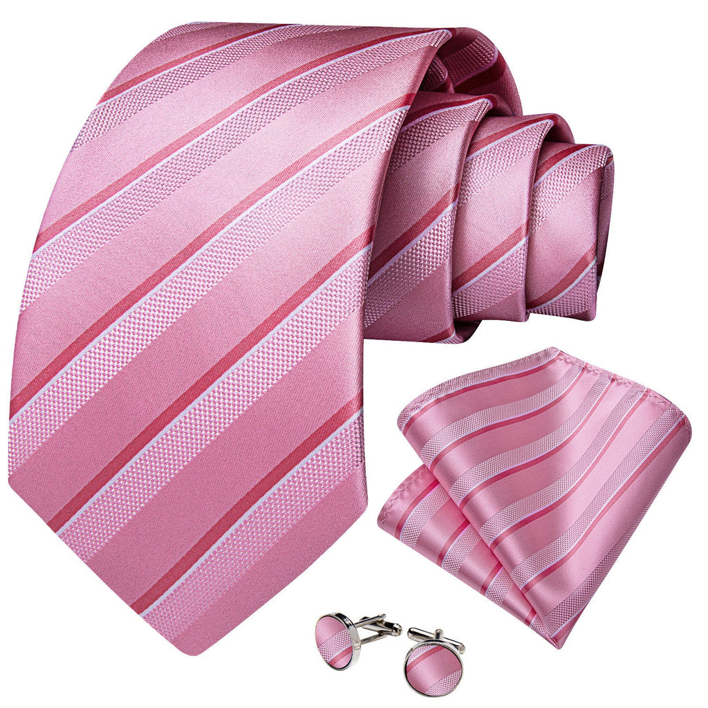 GentCrest Pink Striped Tie Hanky Cufflinks Set - Image 2