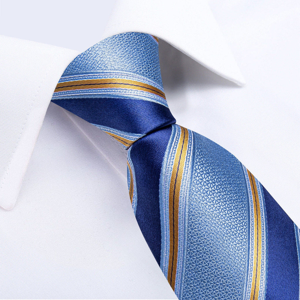 GentCrest Blue Striped Tie Hanky Cufflinks Set - Image 3