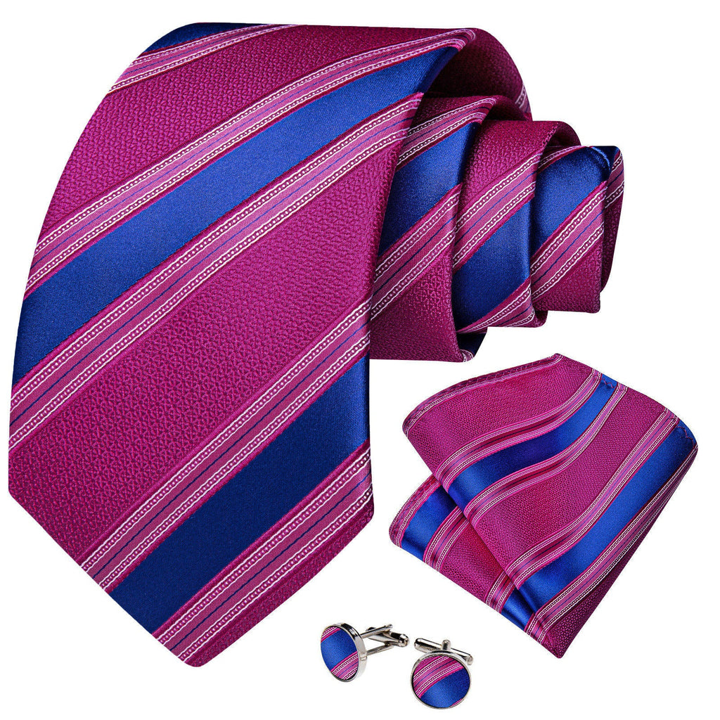 GentCrest Pink Striped Tie Hanky Cufflinks Set - Image 5